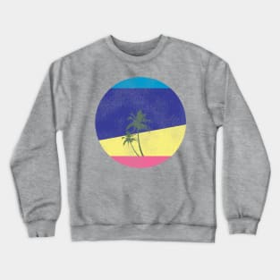 Retro Palm Tree and Beach Crewneck Sweatshirt
